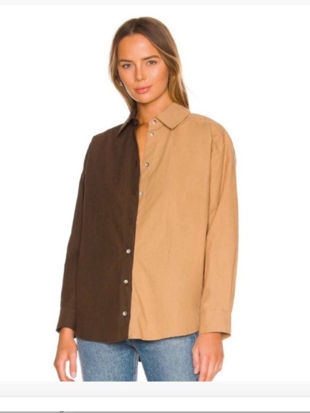 DONNI duo pop button down Camel/Brown XS - Picture 4 of 8
